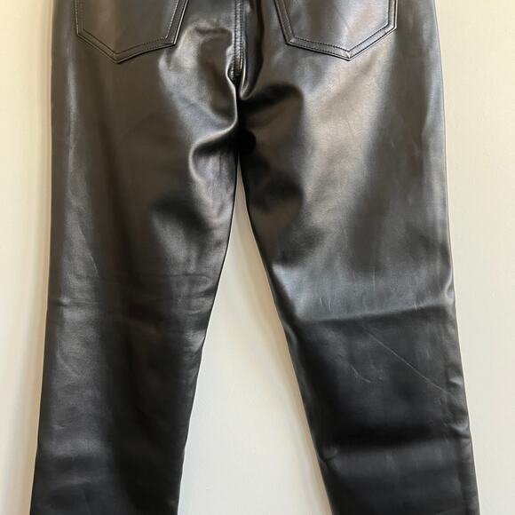 PacSun Stretch Dad Asymmetrical Waist Jeans Faux Leather Black 24 NWT - Picture 7 of 12